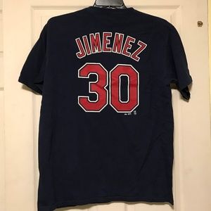 Majestic Indians T-shirt #30 Jimenez; size L